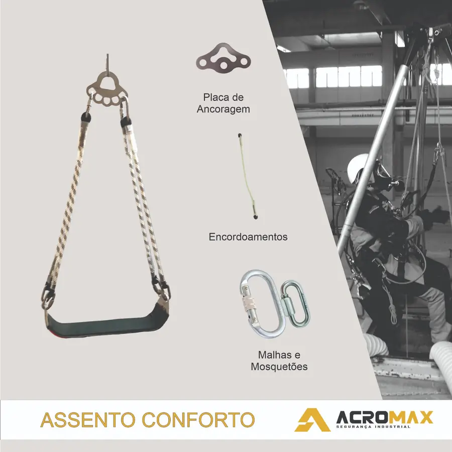 Assento rígido para trabalho suspenso