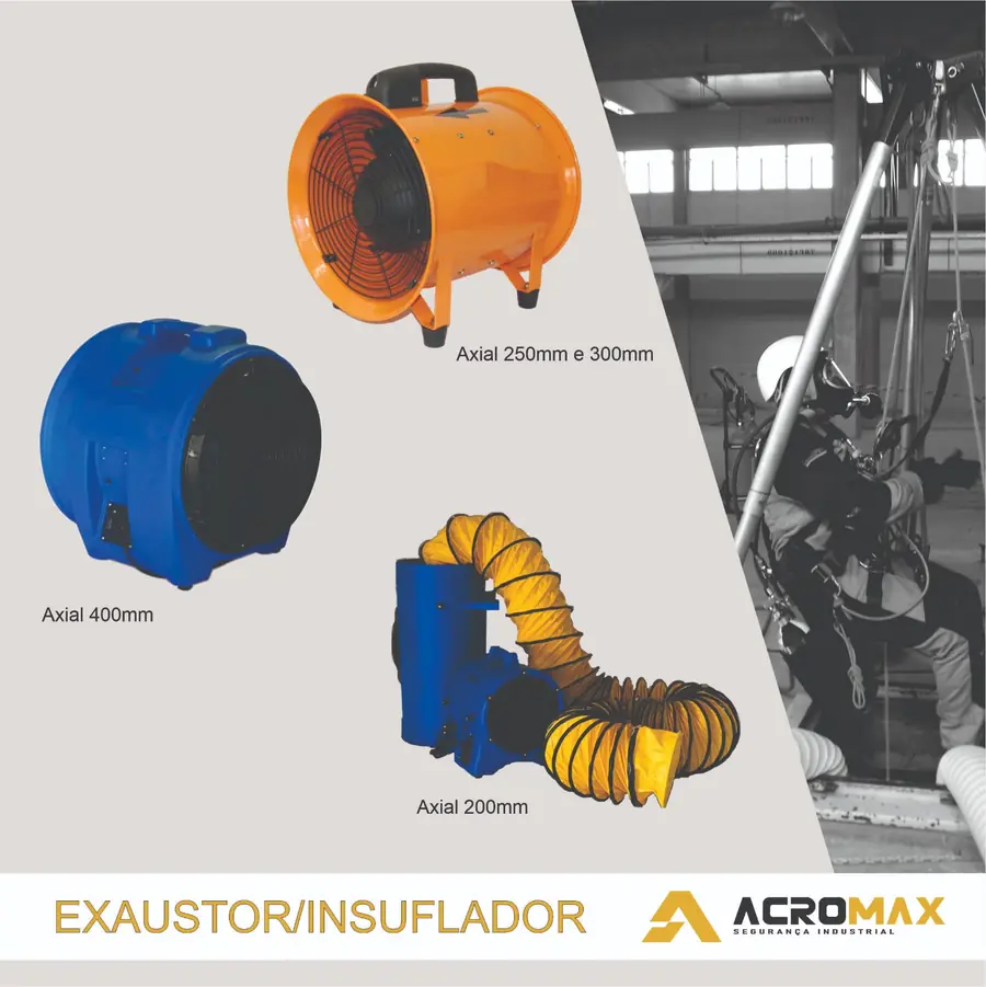 Exaustores e insufladores Axial 200mm, 250mm, 300mm e 400mm